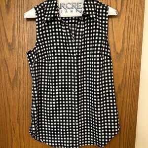 Ann Taylor Black and White Checkered Blouse